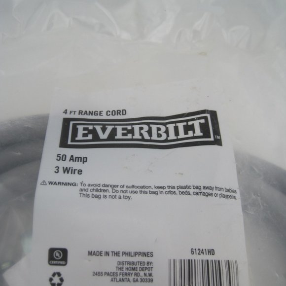 Everbilt 4 ft. 6/8 3-Wire Electric Range Plug, Gray 61241HD 50 Amp - Picture 2 of 5